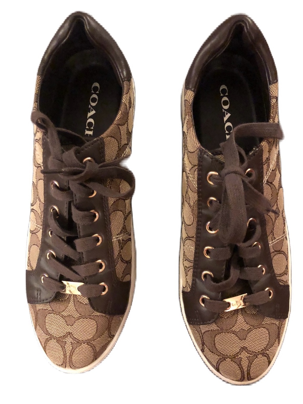 Coach Paddy Brown Signature Canvas Low Top Sneakers